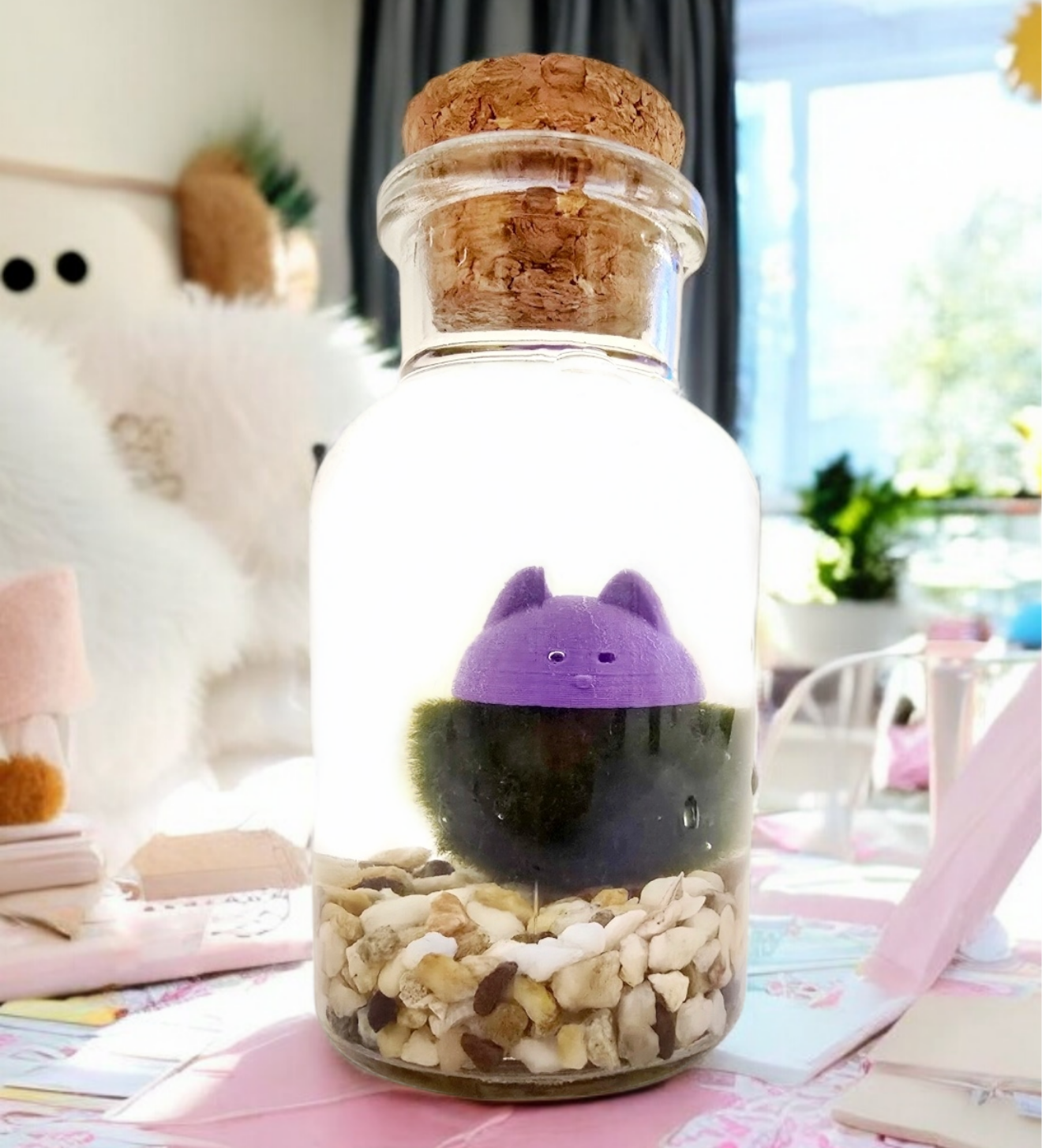 Marimo with a Cat Hat