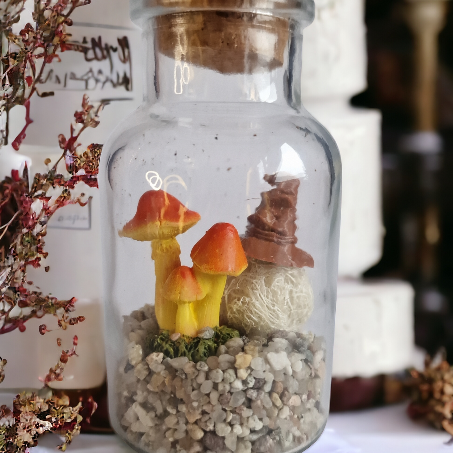 Tumbleweed with a Sorting Hat and Mushrooms