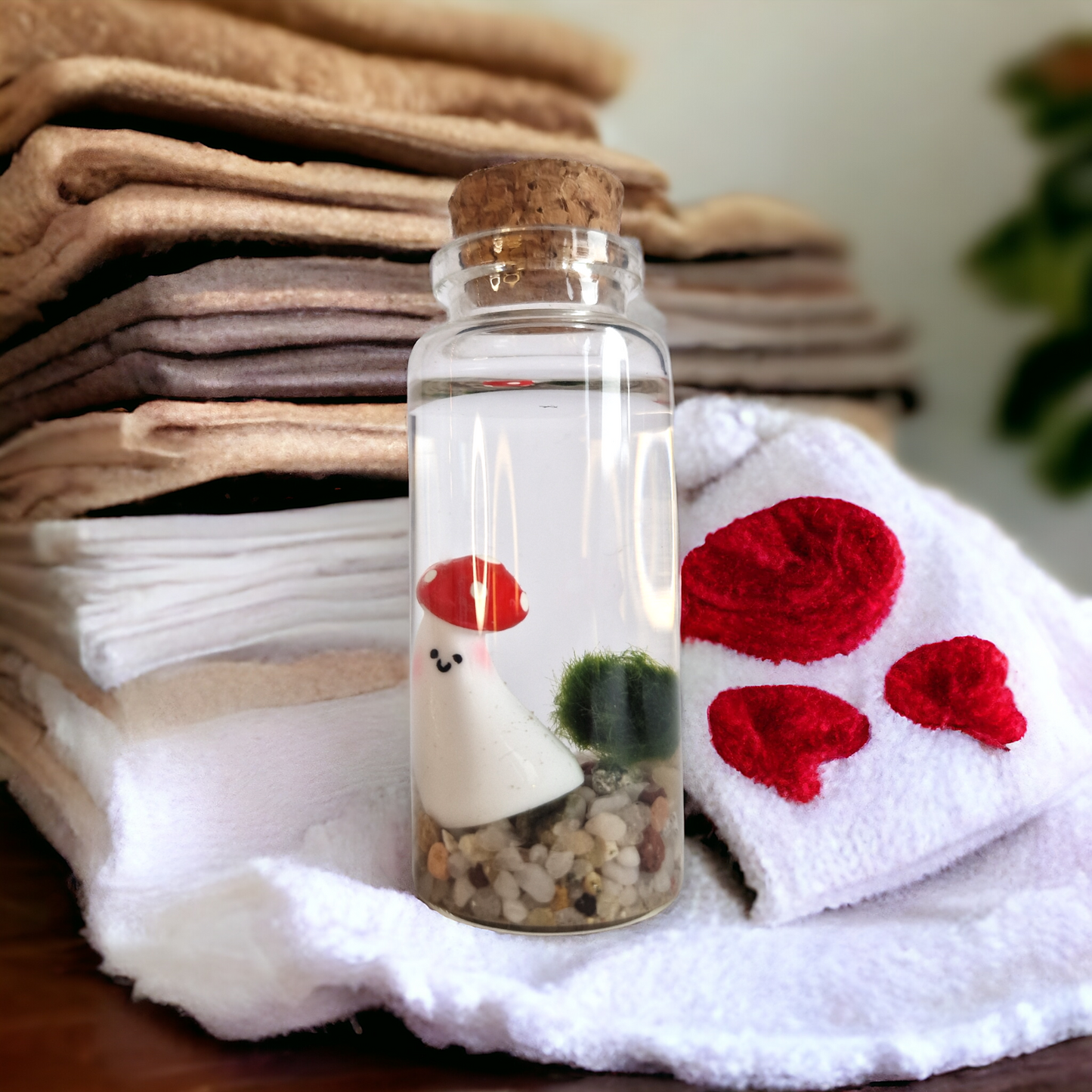 Baby Marimo with a Happy Mushroom