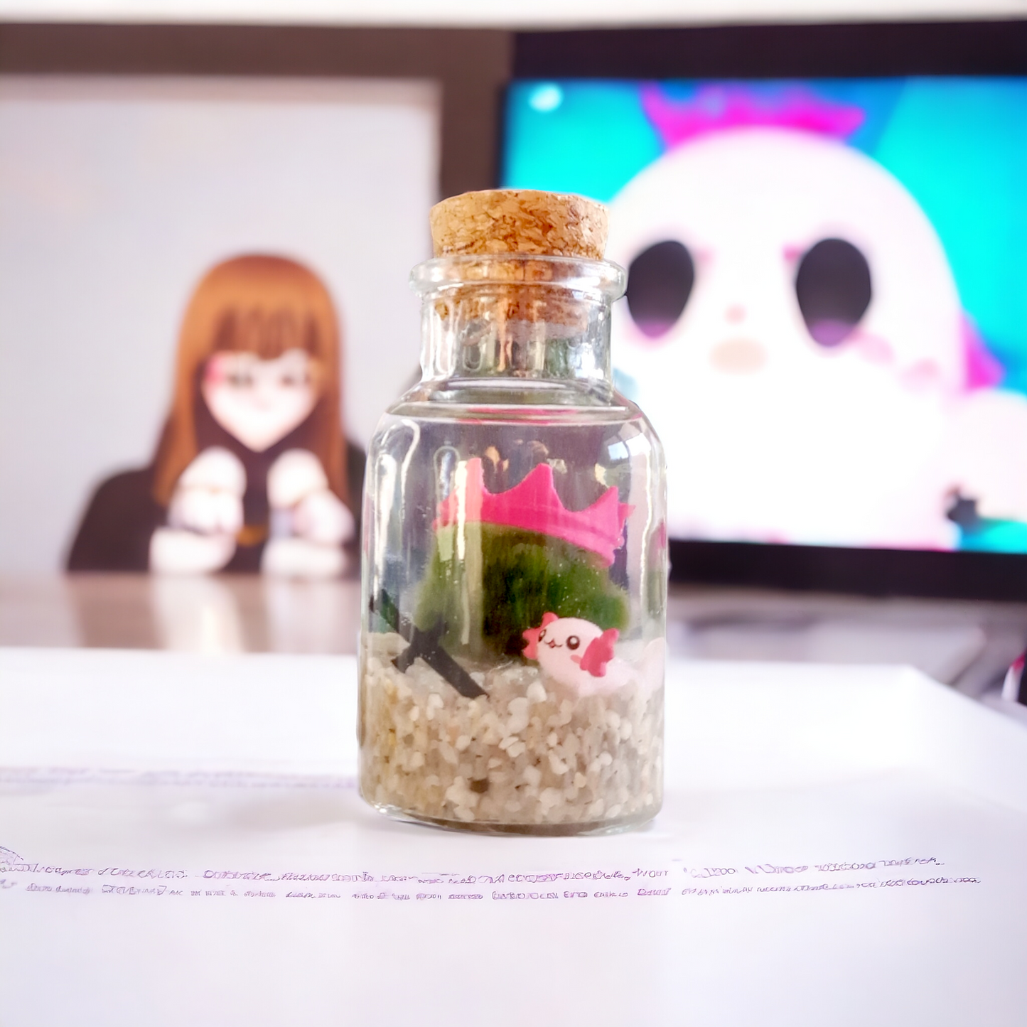 Marimo with Cute Axolotl