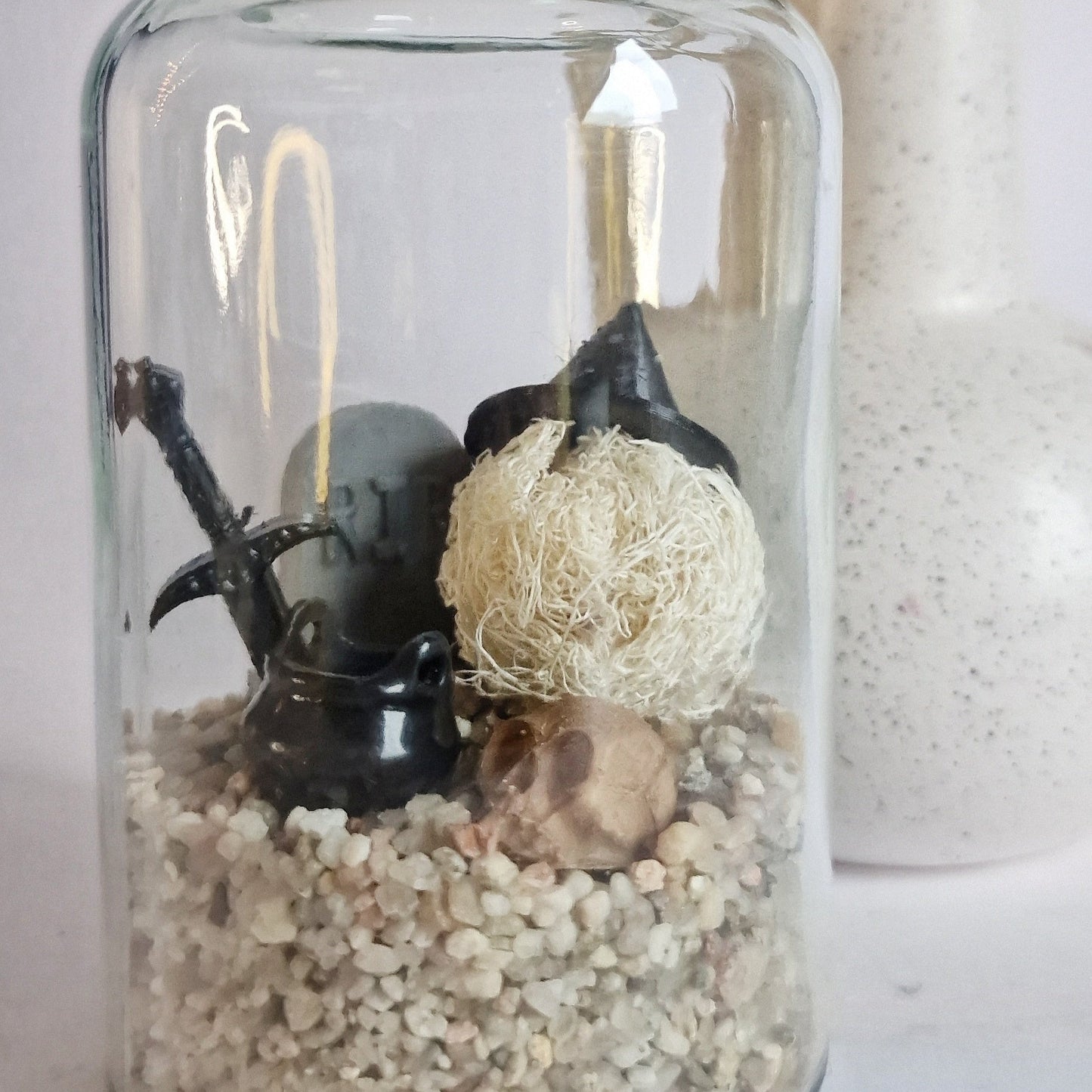 Witchy Tumbleweed Pet with Gravestone and Cauldron