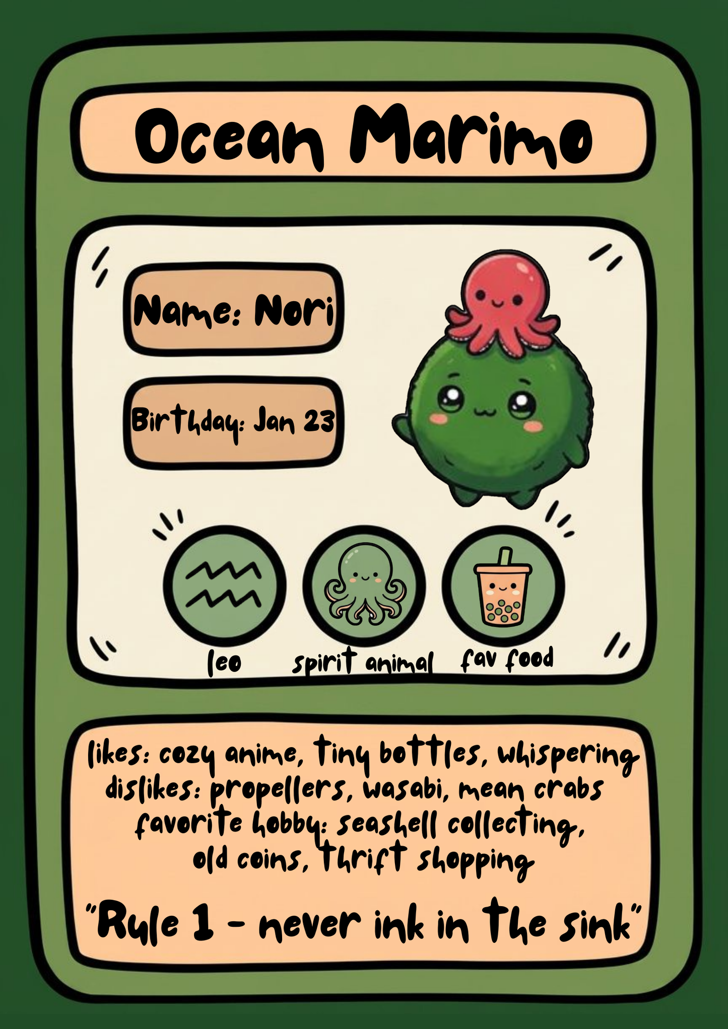 Nori the Ocean Marimo with Octopus