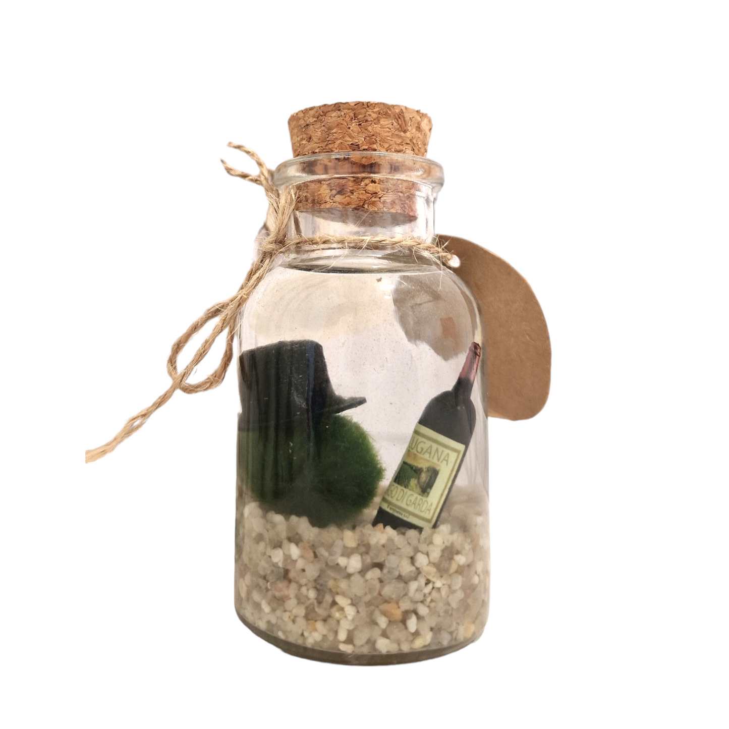 Dapper Marimo Moss Ball Pet with Wine Bottle