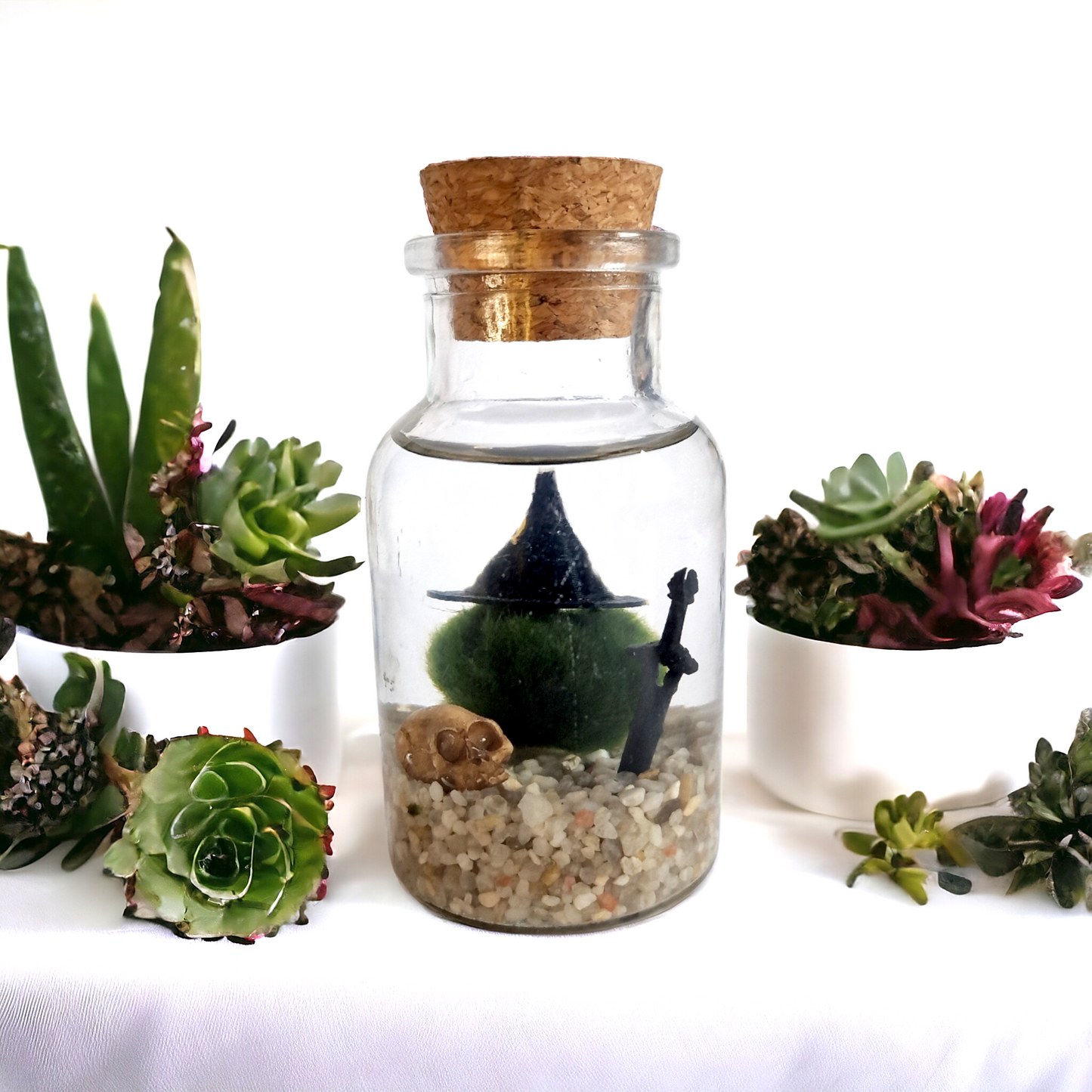 Witchy Marimo Pet with Skull