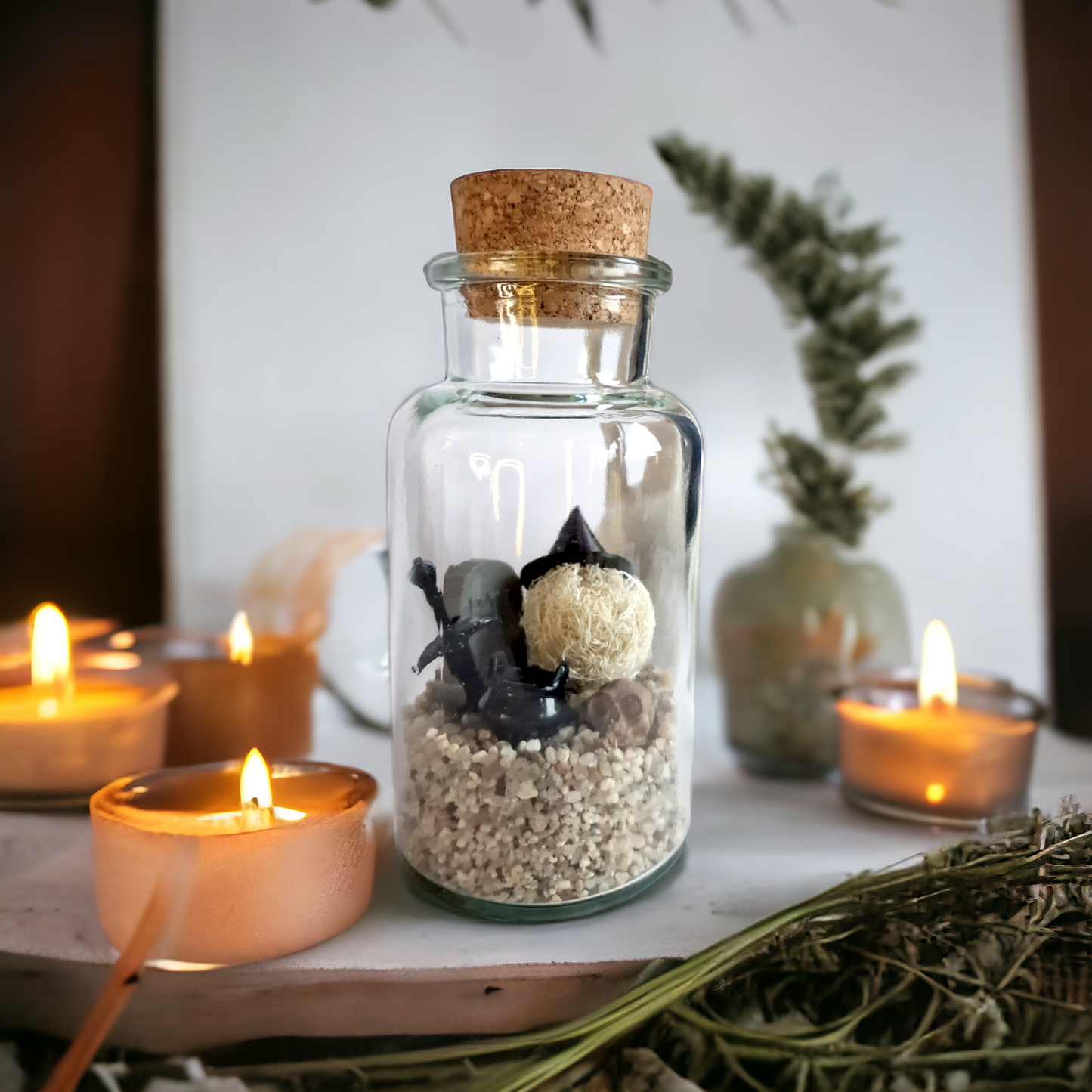 Witchy Tumbleweed Pet with Gravestone and Cauldron