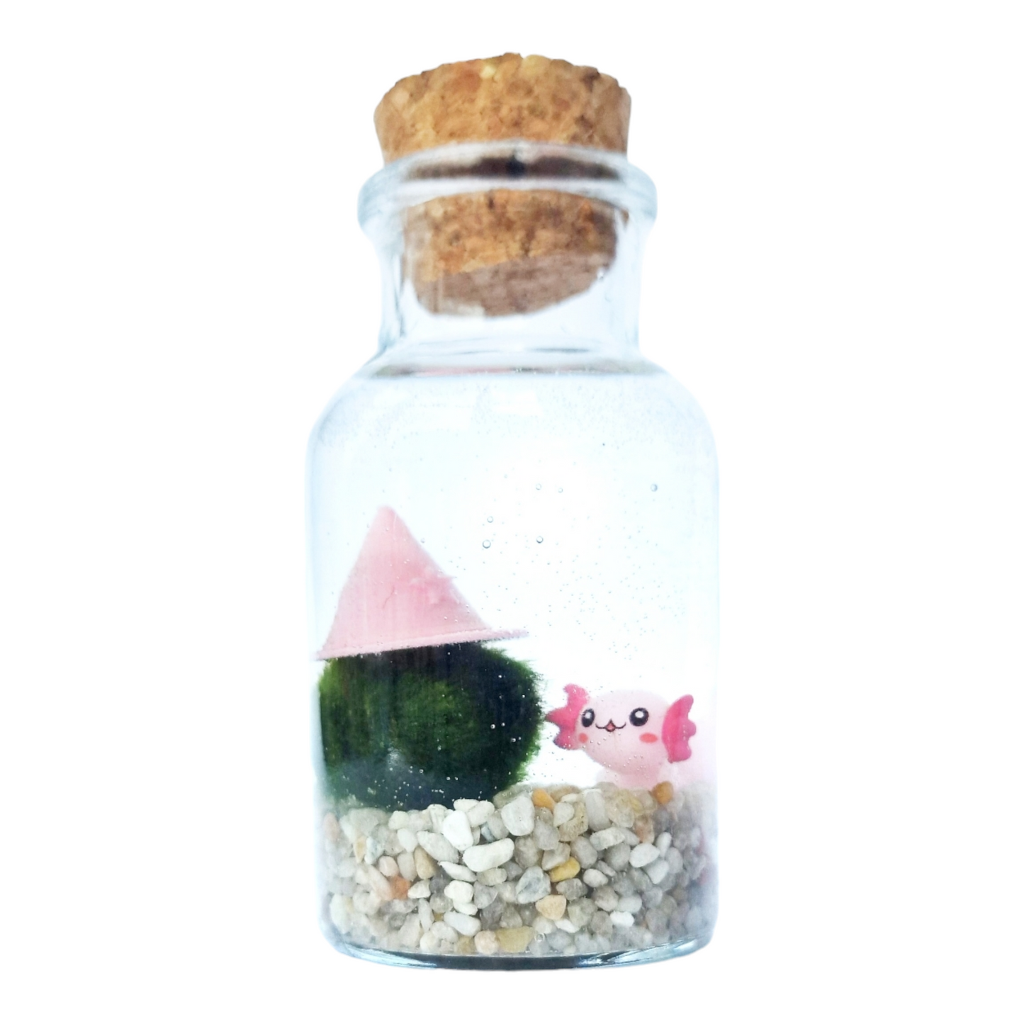 Cherry Blossom Pink Wizard Marimo with Axolotl