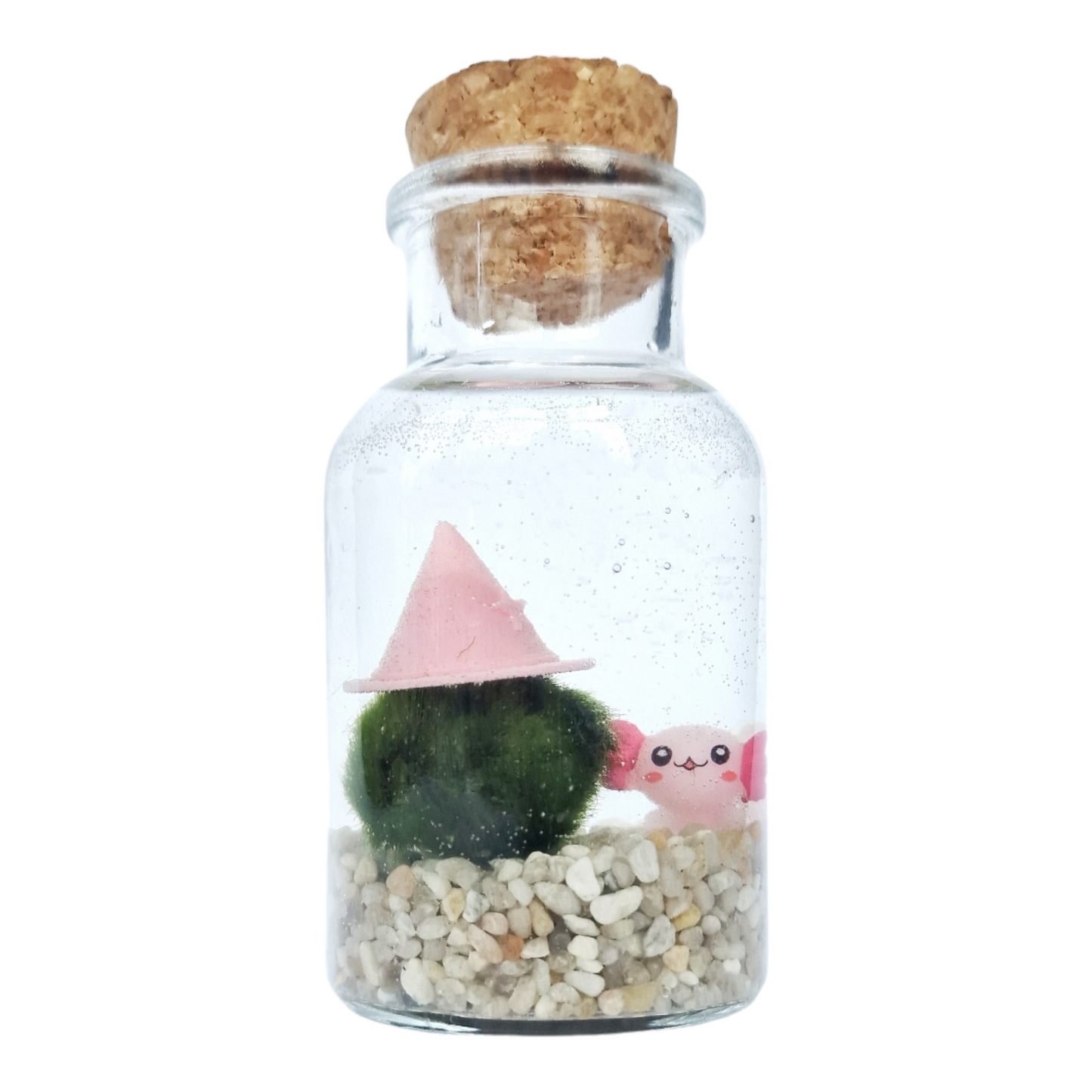 Cherry Blossom Pink Wizard Marimo with Axolotl