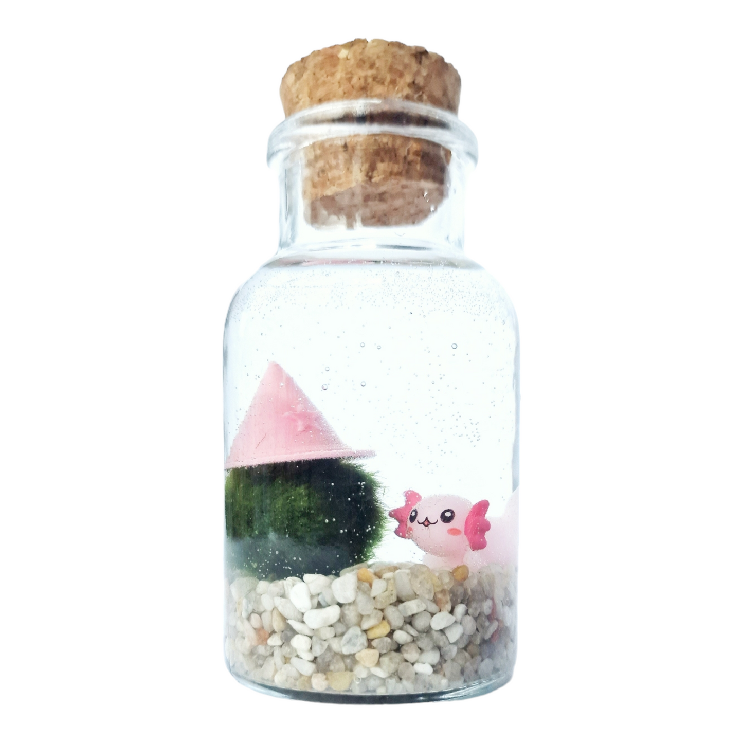 Cherry Blossom Pink Wizard Marimo with Axolotl