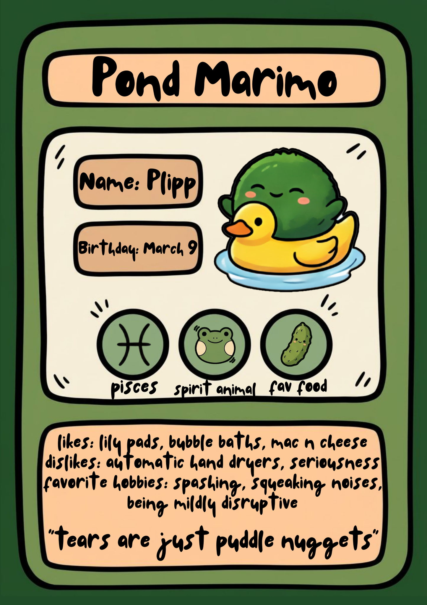 Plipp the Pond Marimo with Duckie