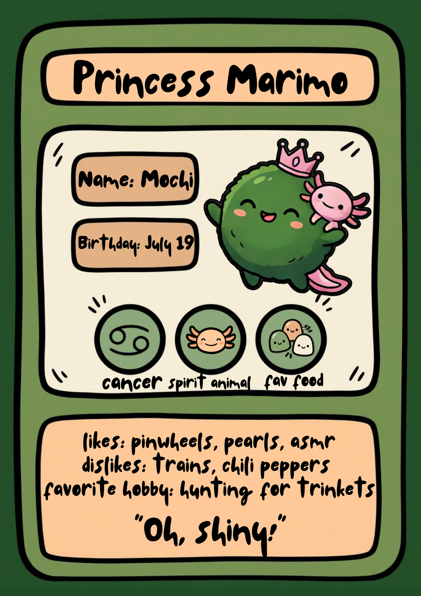 Mochi the Marimo with Axolotl