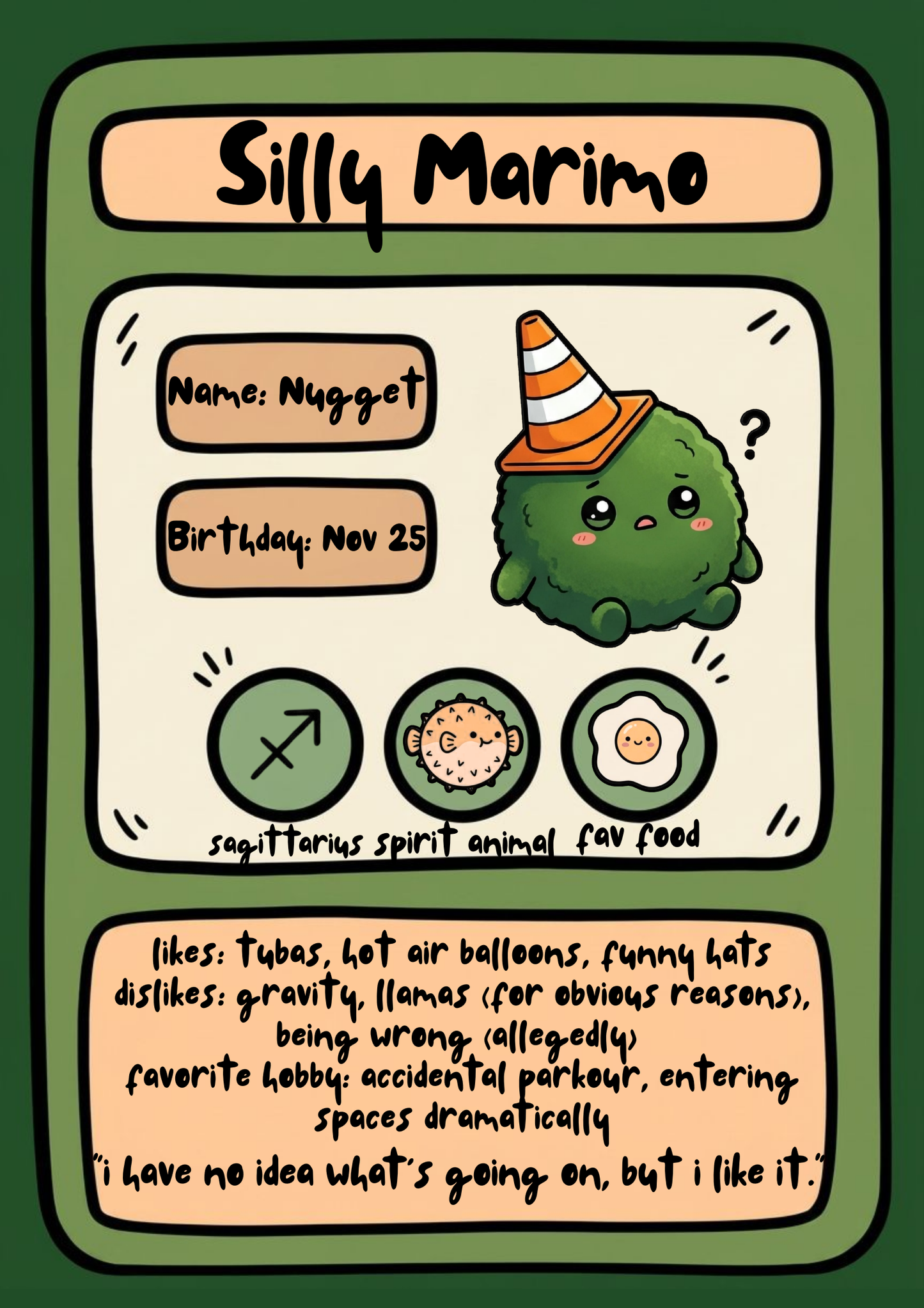 Nugget the Silly Marimo with Cone