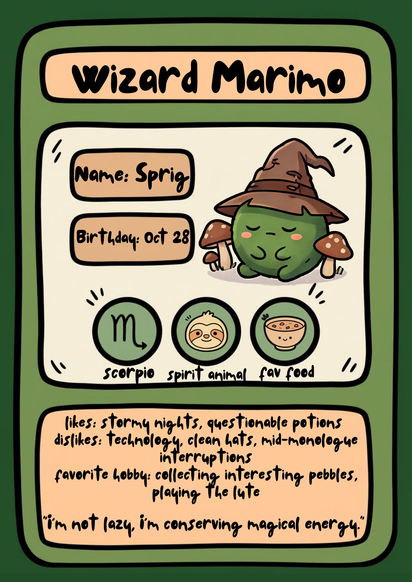 Sprig the Wizard Marimo