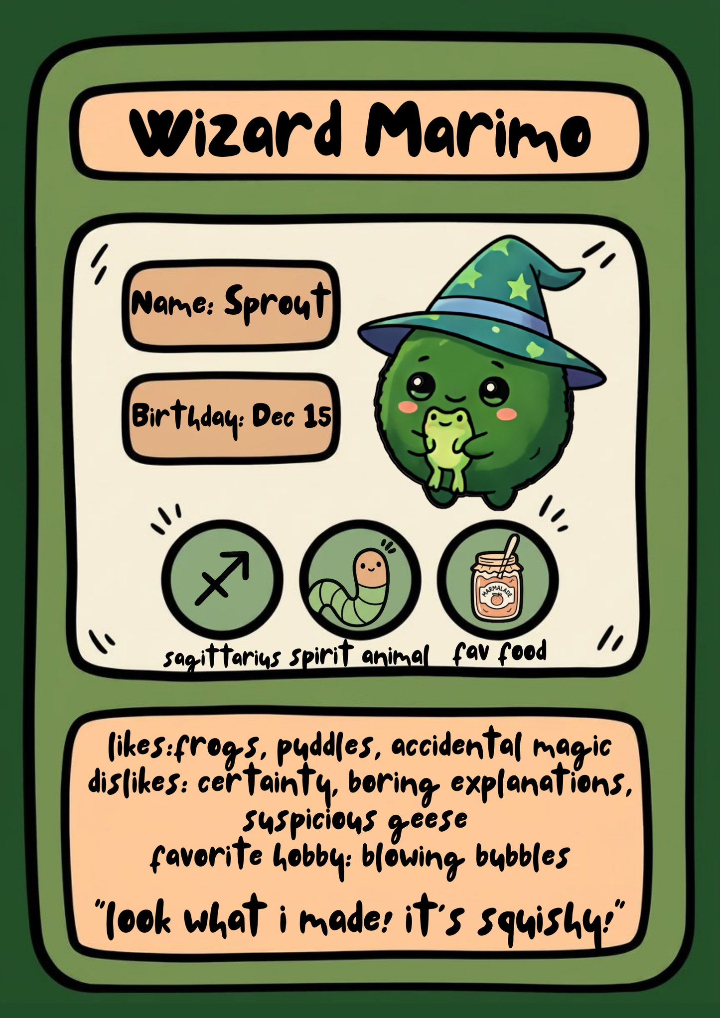Sprout the Wizard Marimo with Froggy
