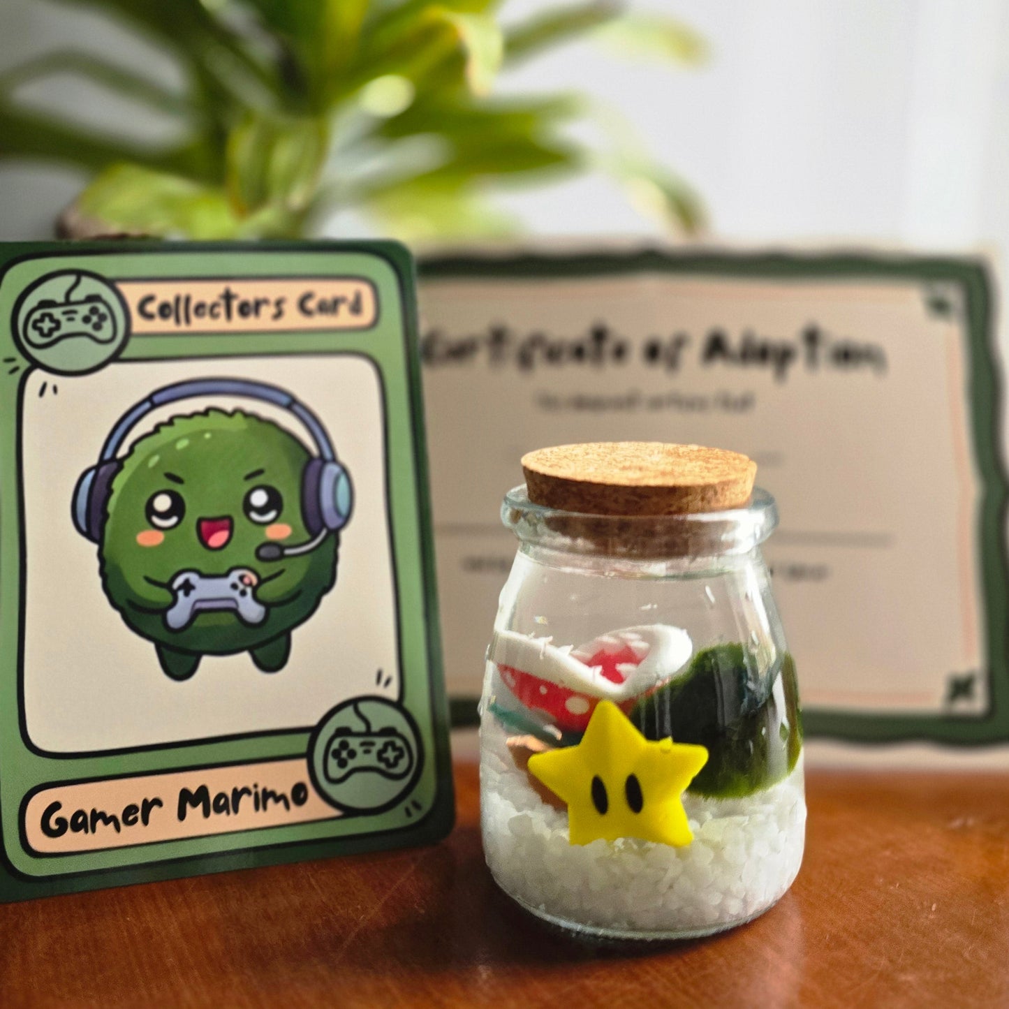 Pixel the Gamer Marimo with Star and Plant