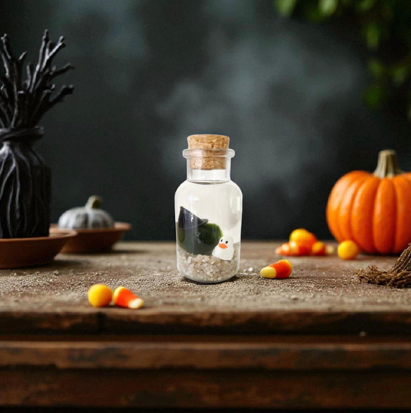 Witch Marimo with Ghost Duckie
