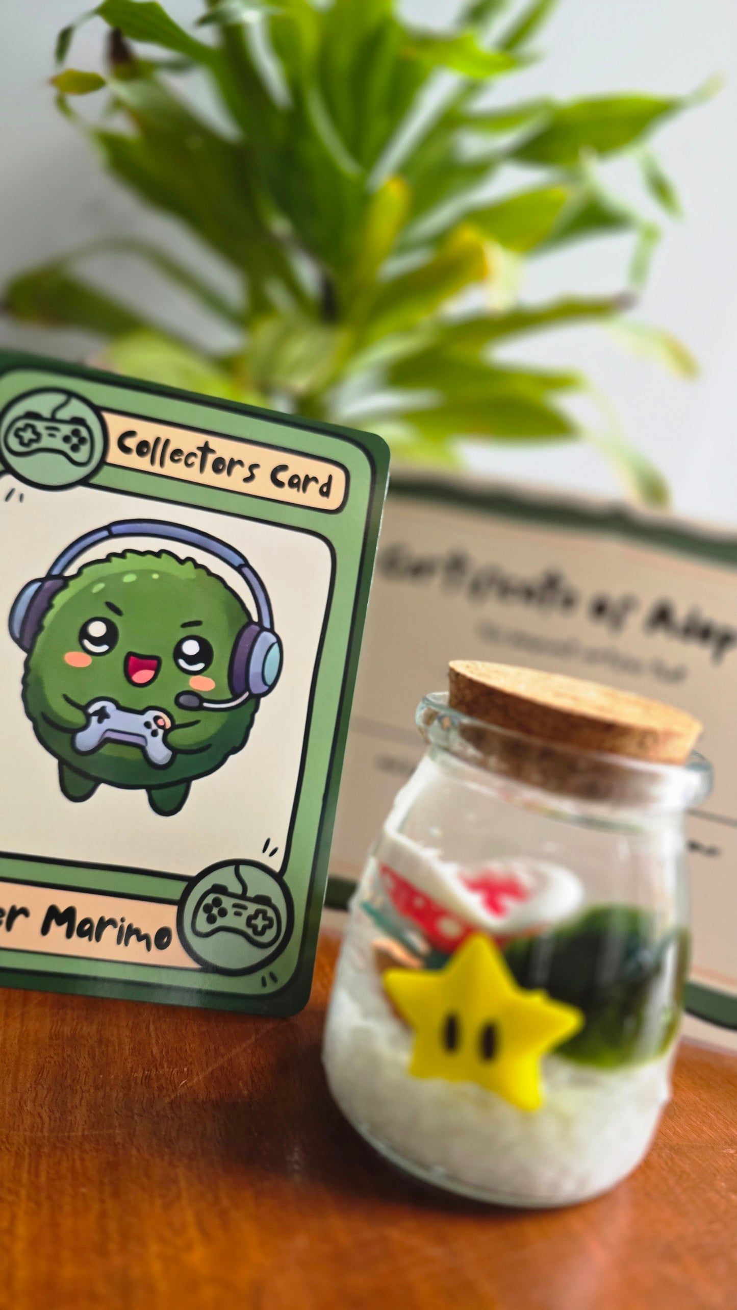 Pixel the Gamer Marimo with Star and Plant